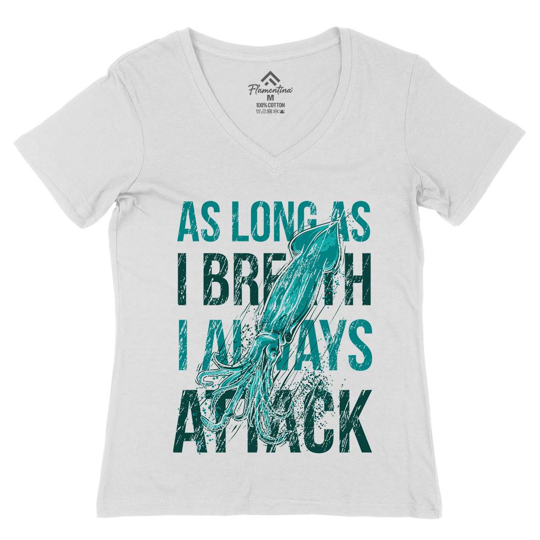 Squid Attack Womens Organic V-Neck T-Shirt Animals B760