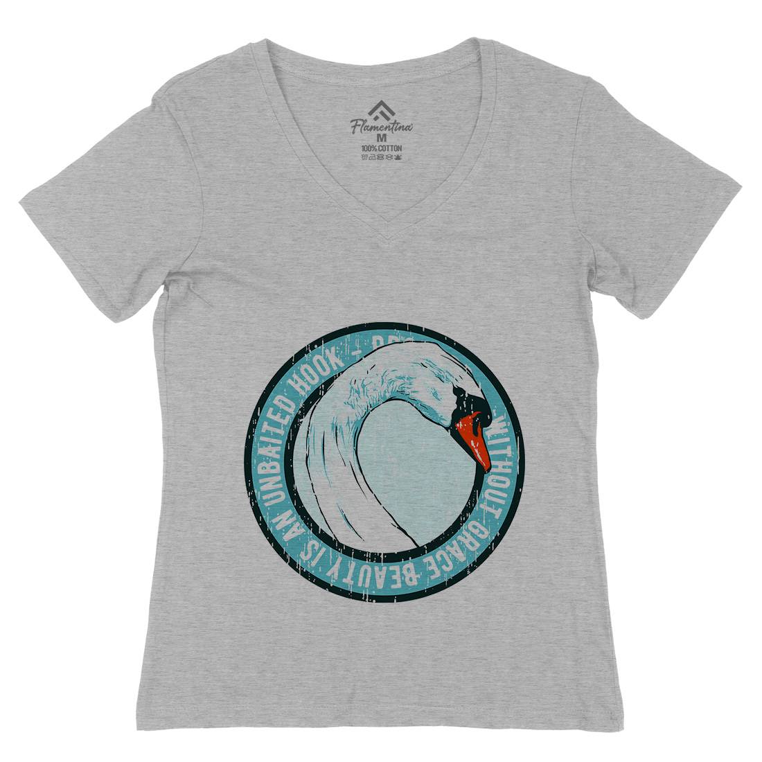 Swan Grace Womens Organic V-Neck T-Shirt Animals B761