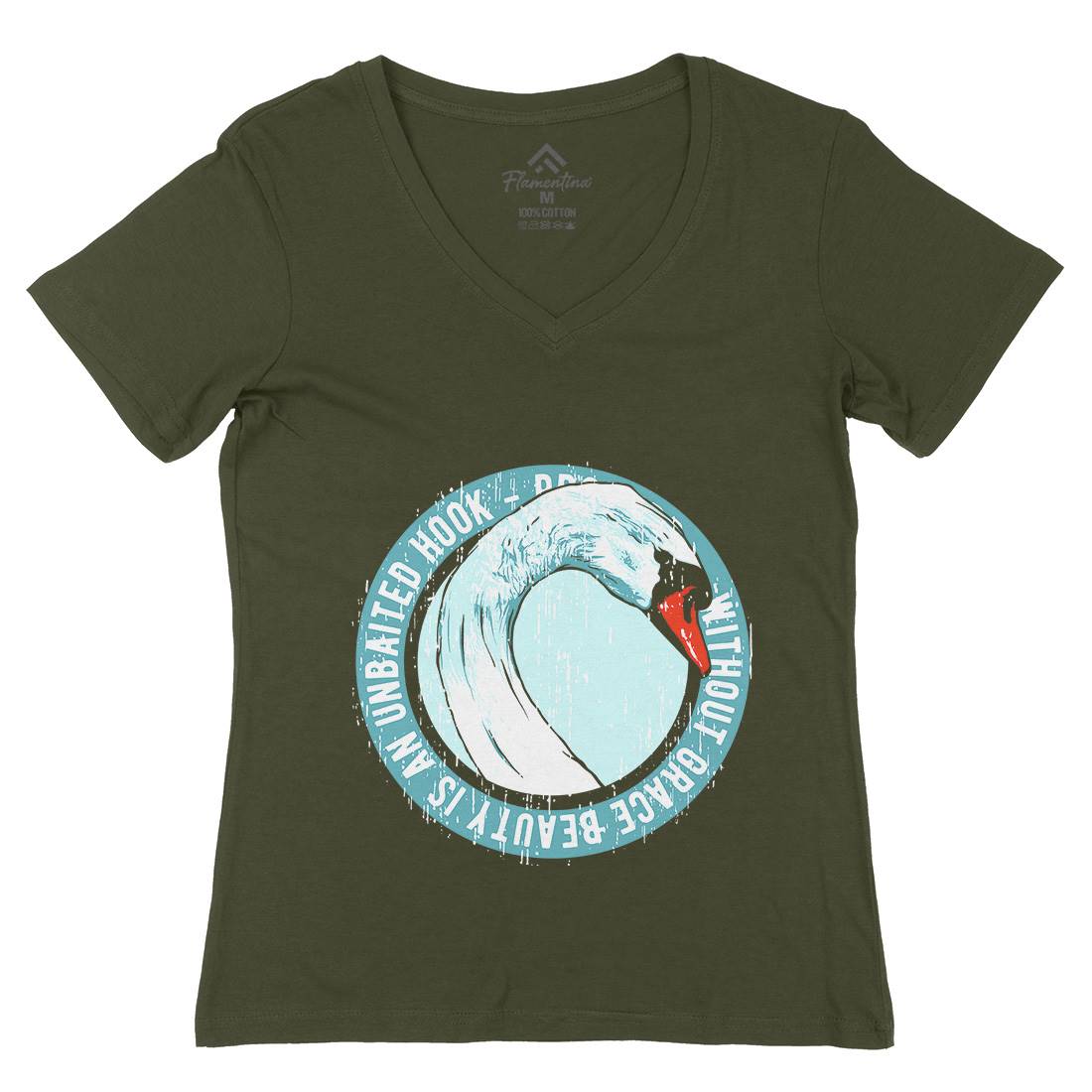Swan Grace Womens Organic V-Neck T-Shirt Animals B761