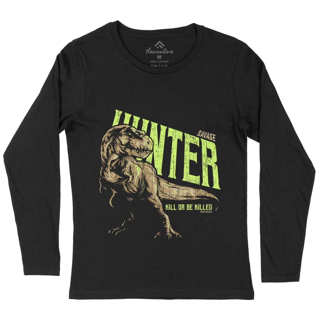 T-Rex Hunt Womens Long Sleeve T-Shirt Animals B762