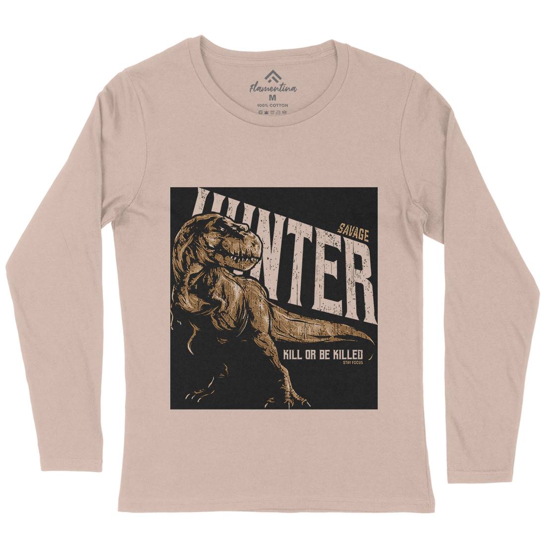 T-Rex Hunt Womens Long Sleeve T-Shirt Animals B762