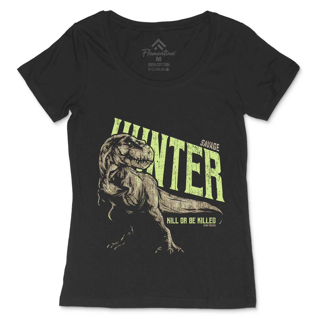 T-Rex Hunt Womens Scoop Neck T-Shirt Animals B762