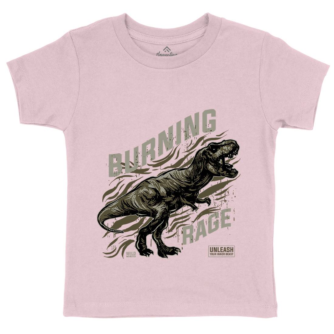 T-Rex Rage Kids Organic Crew Neck T-Shirt Animals B763
