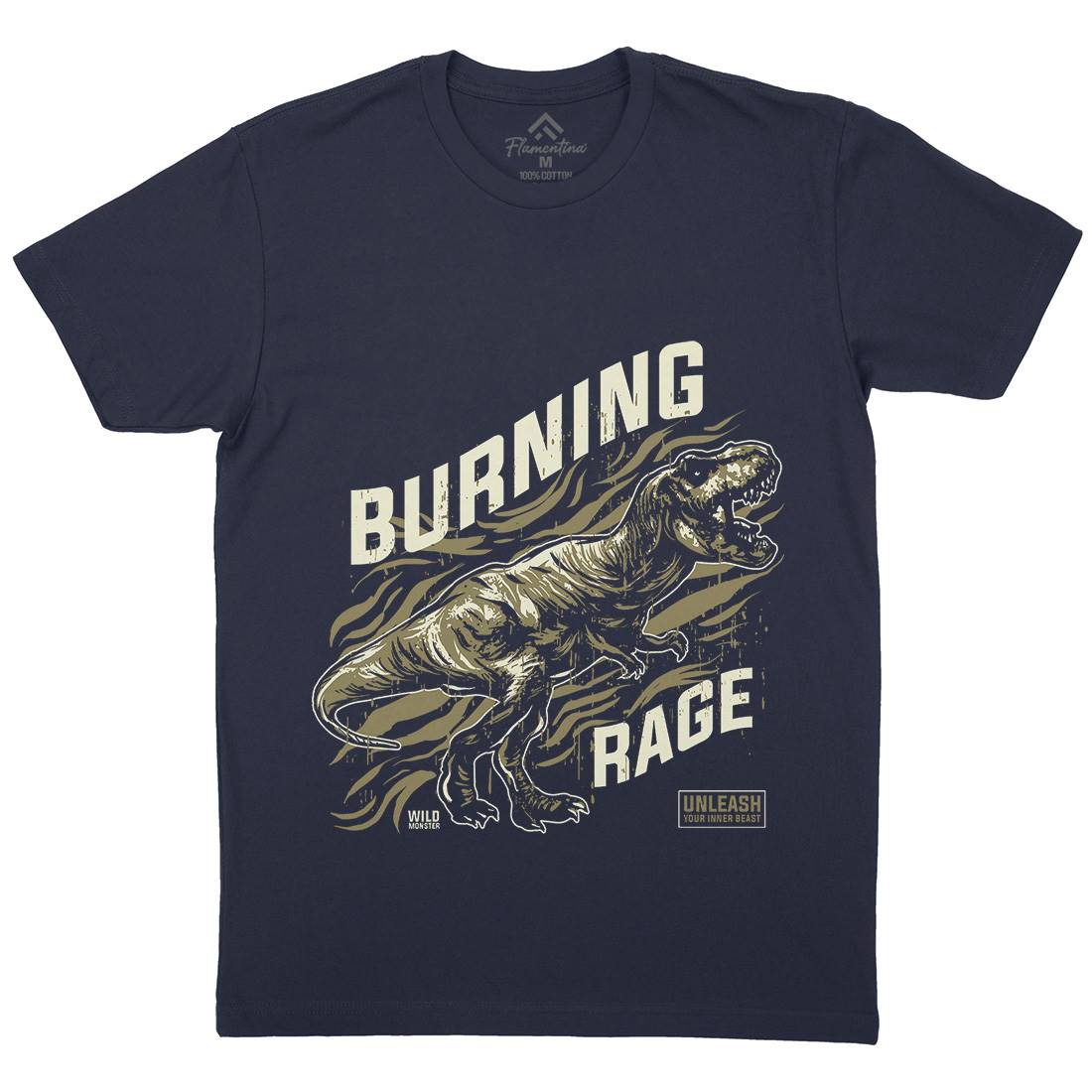 T-Rex Rage Mens Organic Crew Neck T-Shirt Animals B763