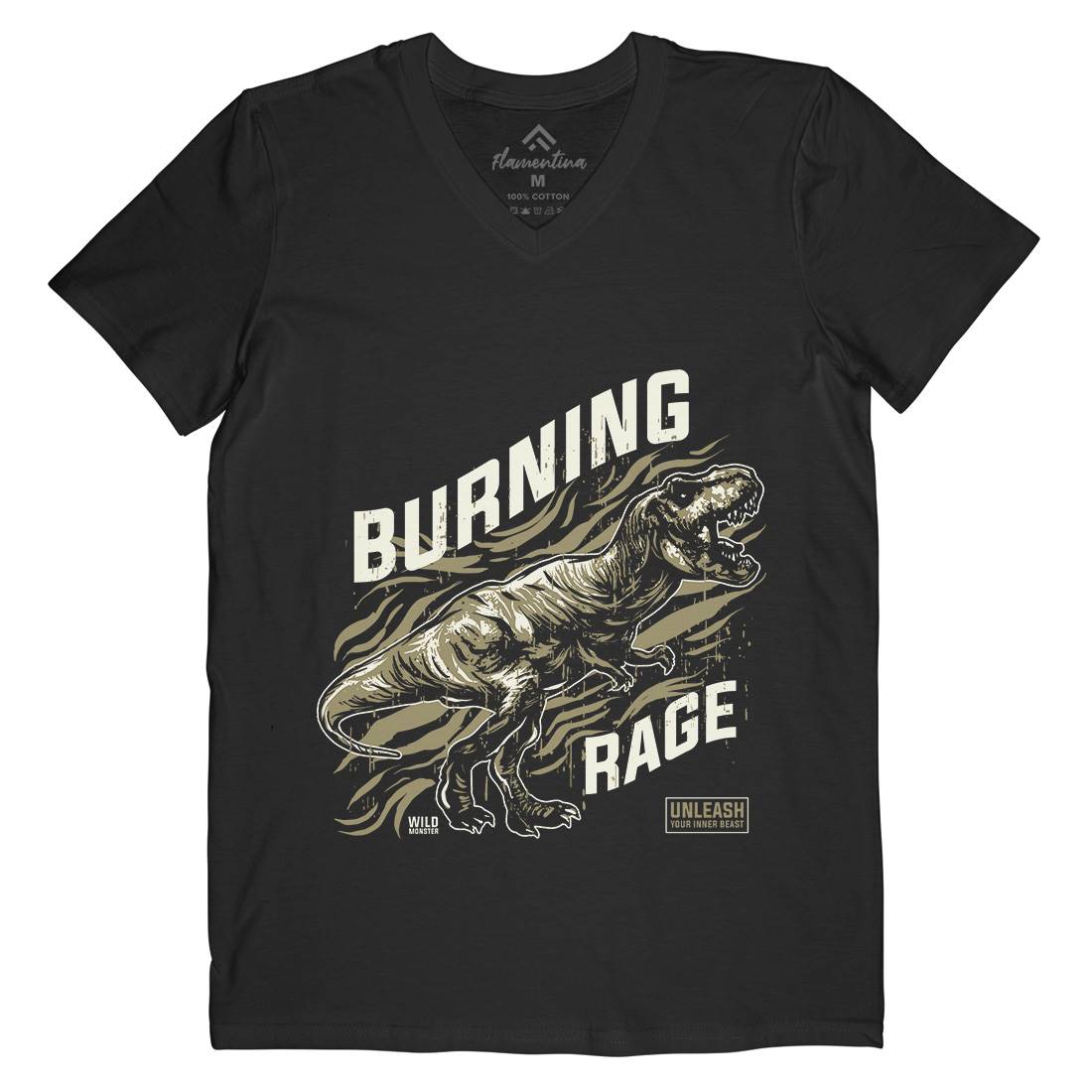 T-Rex Rage Mens Organic V-Neck T-Shirt Animals B763