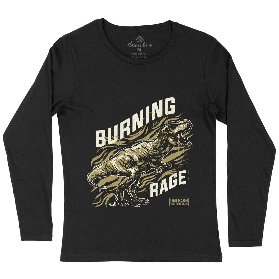 T-Rex Rage Womens Long Sleeve T-Shirt Animals B763
