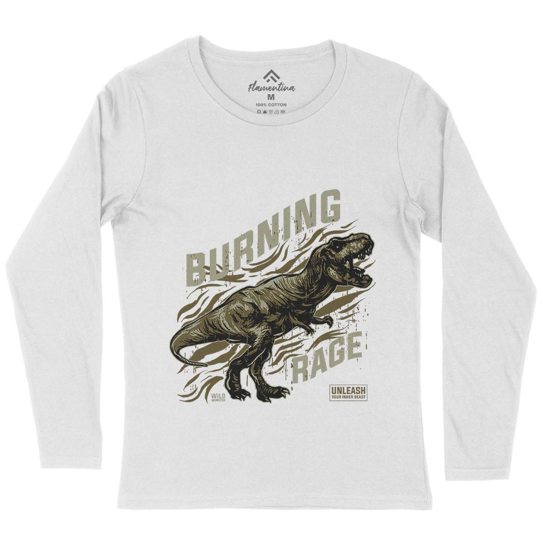 T-Rex Rage Womens Long Sleeve T-Shirt Animals B763