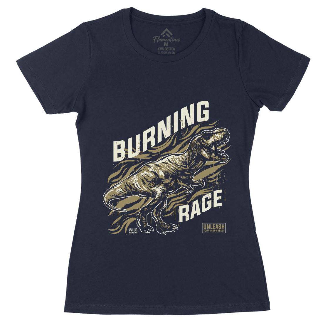 T-Rex Rage Womens Organic Crew Neck T-Shirt Animals B763