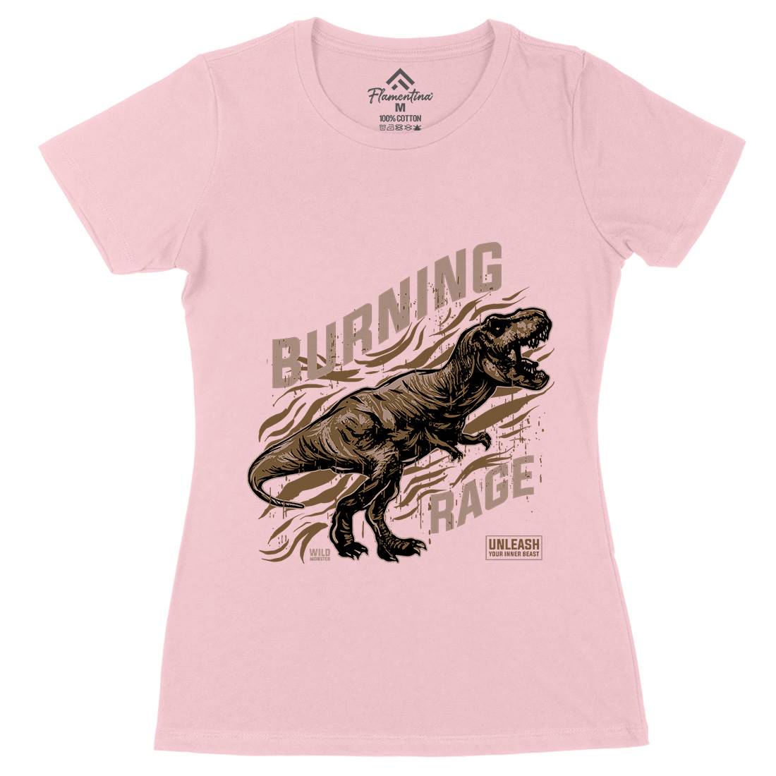 T-Rex Rage Womens Organic Crew Neck T-Shirt Animals B763