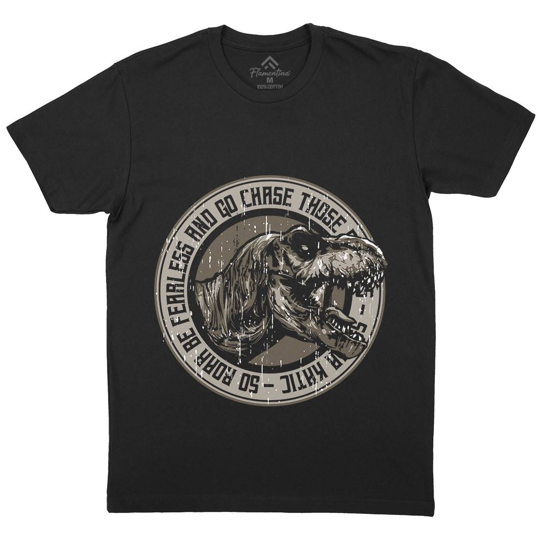 T-Rex Roar Mens Organic Crew Neck T-Shirt Animals B764