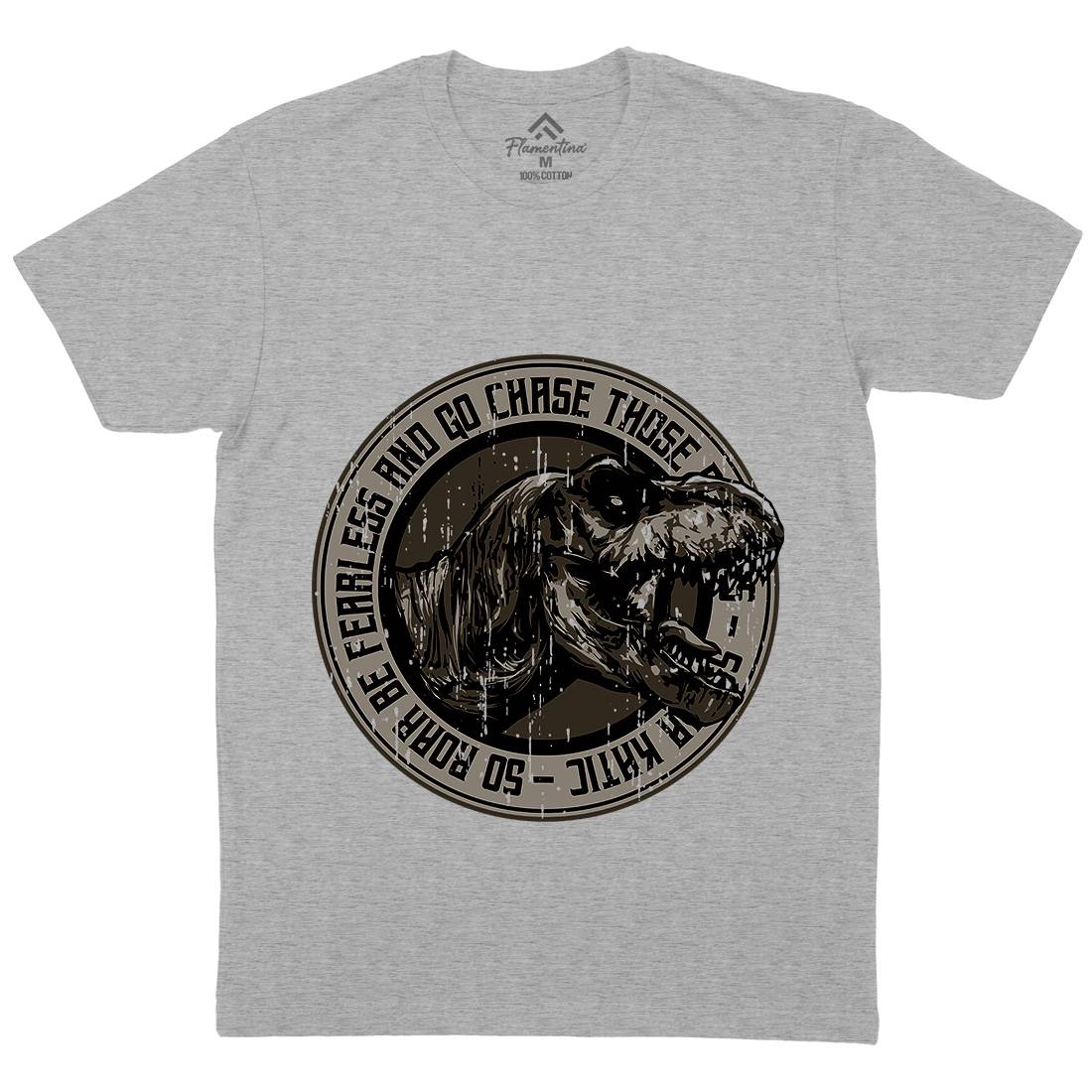 T-Rex Roar Mens Organic Crew Neck T-Shirt Animals B764
