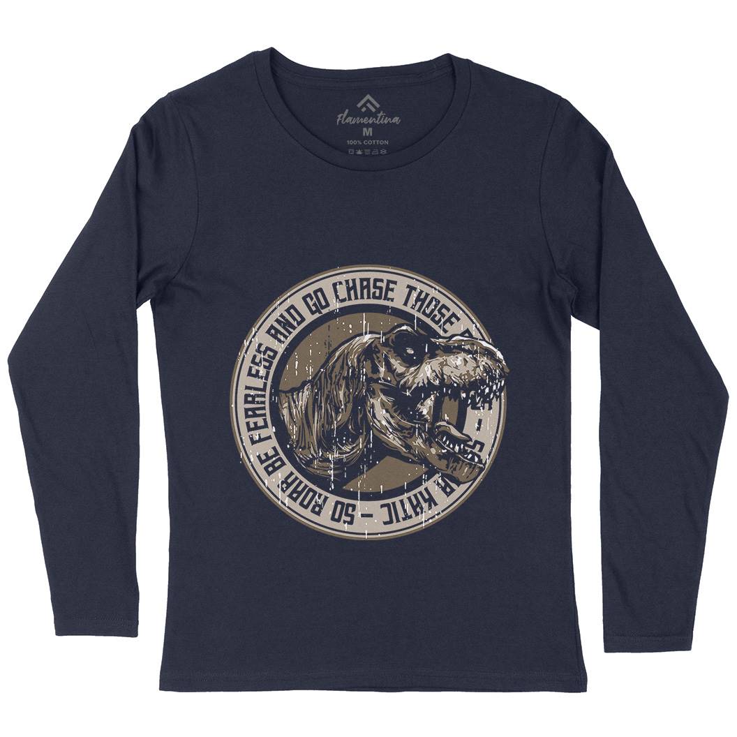 T-Rex Roar Womens Long Sleeve T-Shirt Animals B764