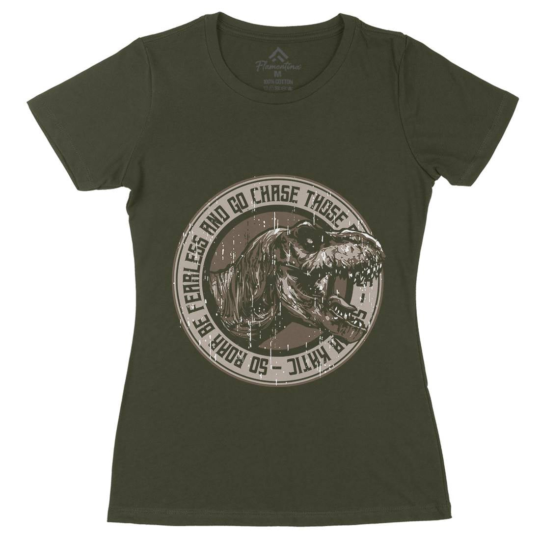 T-Rex Roar Womens Organic Crew Neck T-Shirt Animals B764