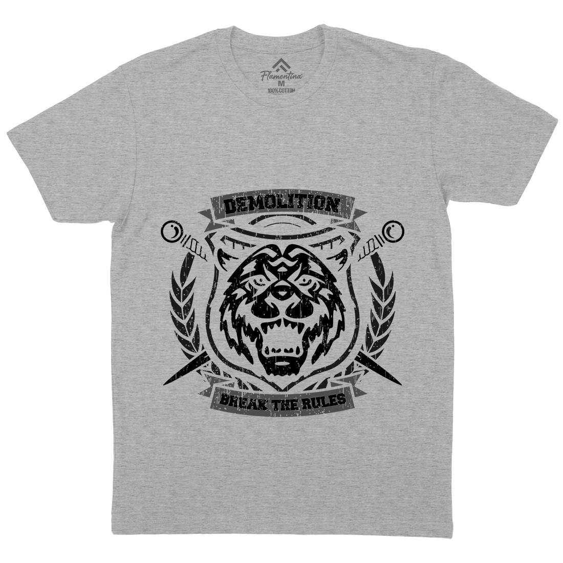 Tiger Demolition Mens Organic Crew Neck T-Shirt Animals B765