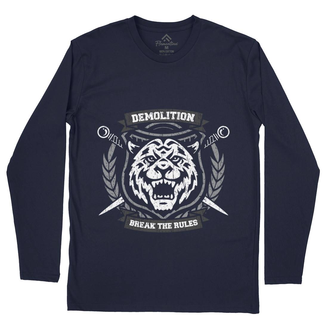 Tiger Demolition Mens Long Sleeve T-Shirt Animals B765