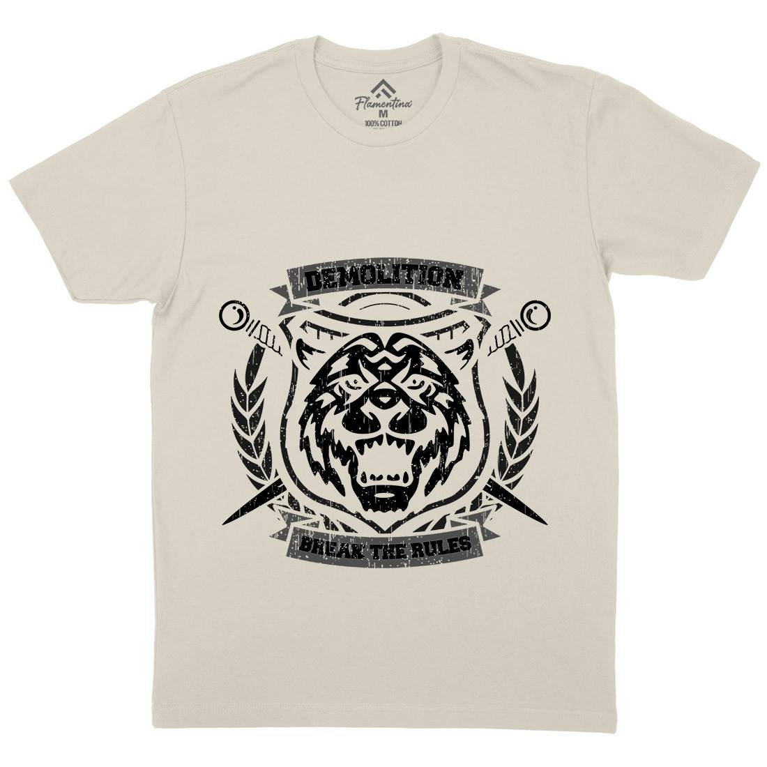 Tiger Demolition Mens Organic Crew Neck T-Shirt Animals B765