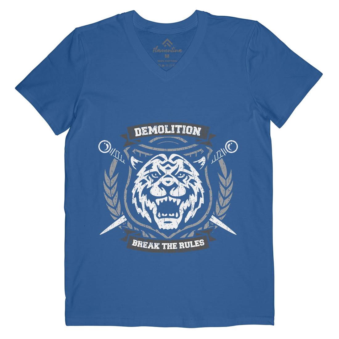 Tiger Demolition Mens V-Neck T-Shirt Animals B765