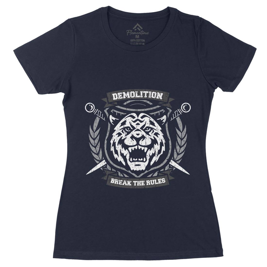 Tiger Demolition Womens Organic Crew Neck T-Shirt Animals B765