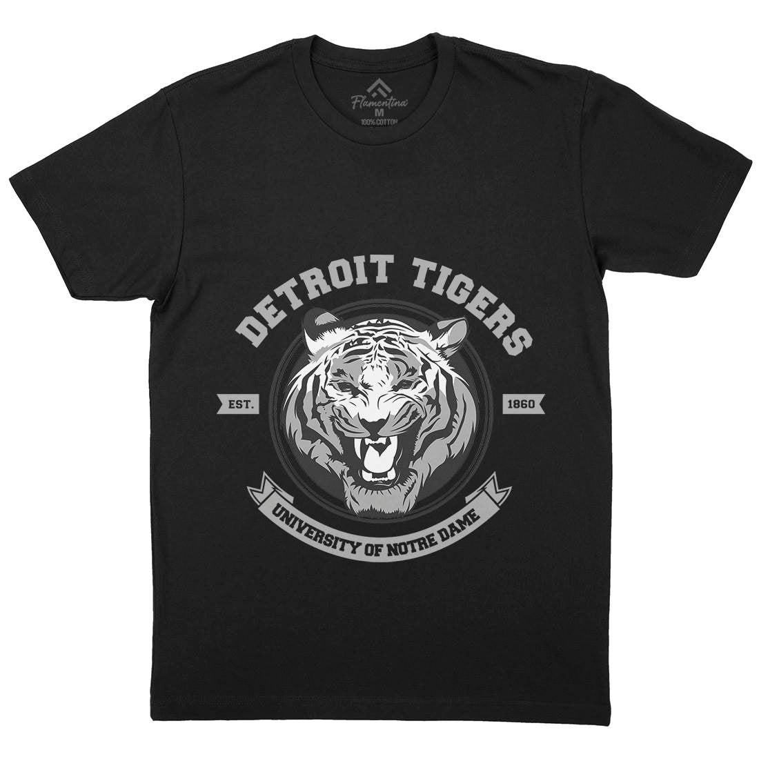 Tiger Detroit Mens Crew Neck T-Shirt Animals B766