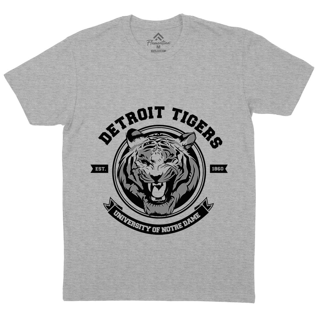 Tiger Detroit Mens Organic Crew Neck T-Shirt Animals B766