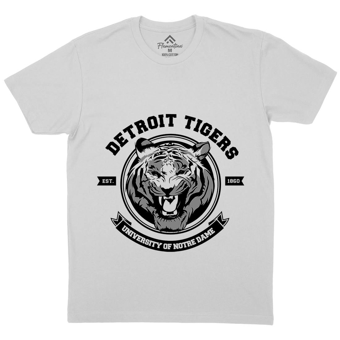 Tiger Detroit Mens Crew Neck T-Shirt Animals B766