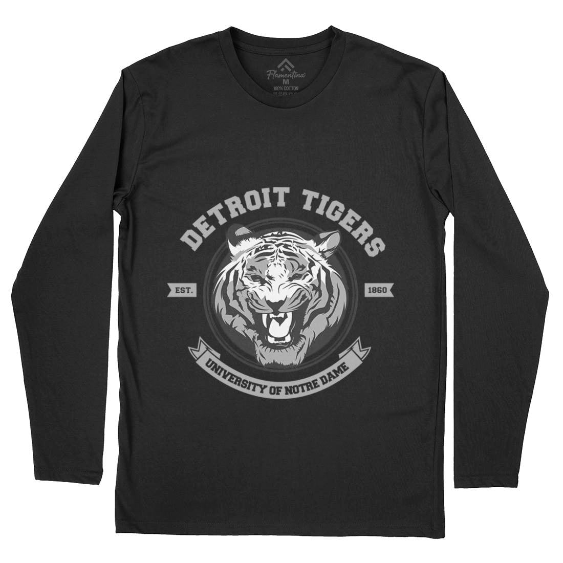 Tiger Detroit Mens Long Sleeve T-Shirt Animals B766
