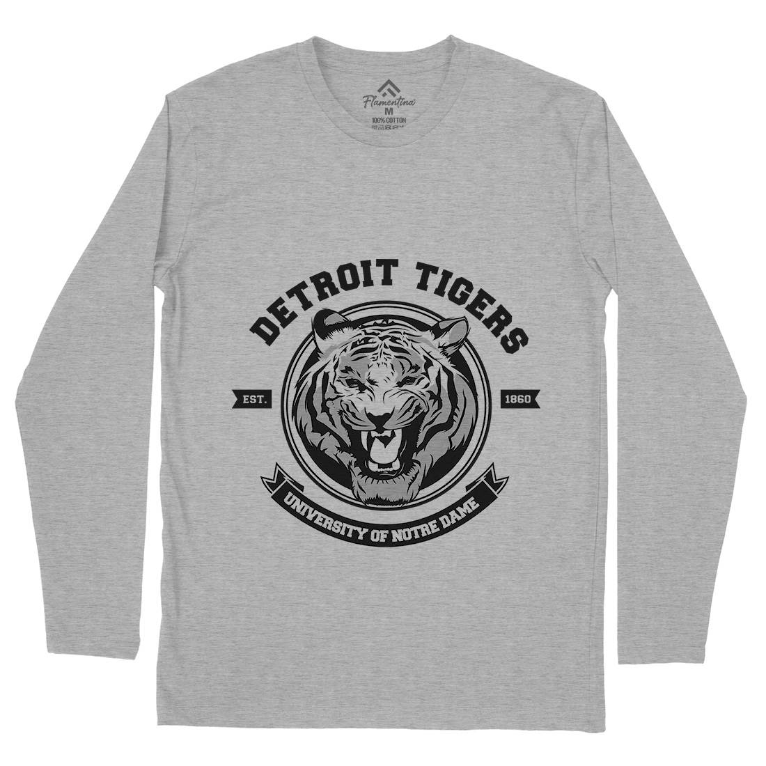 Tiger Detroit Mens Long Sleeve T-Shirt Animals B766