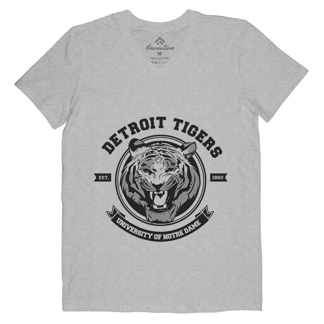 Tiger Detroit Mens V-Neck T-Shirt Animals B766