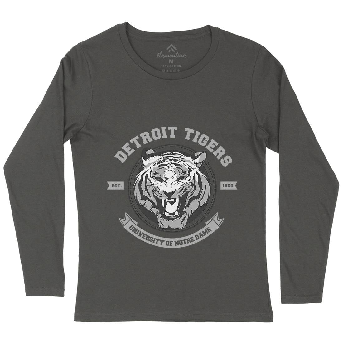 Tiger Detroit Womens Long Sleeve T-Shirt Animals B766