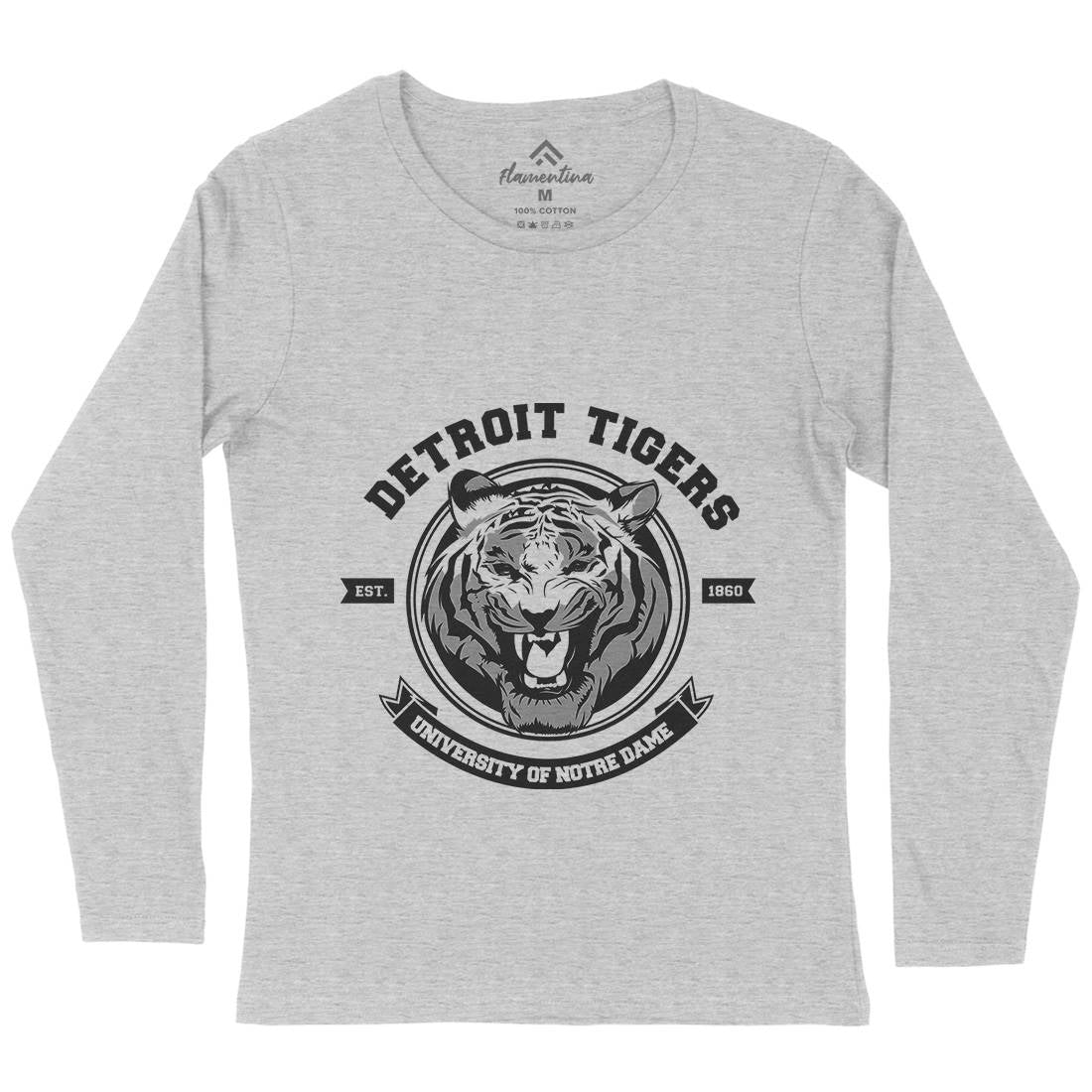 Tiger Detroit Womens Long Sleeve T-Shirt Animals B766