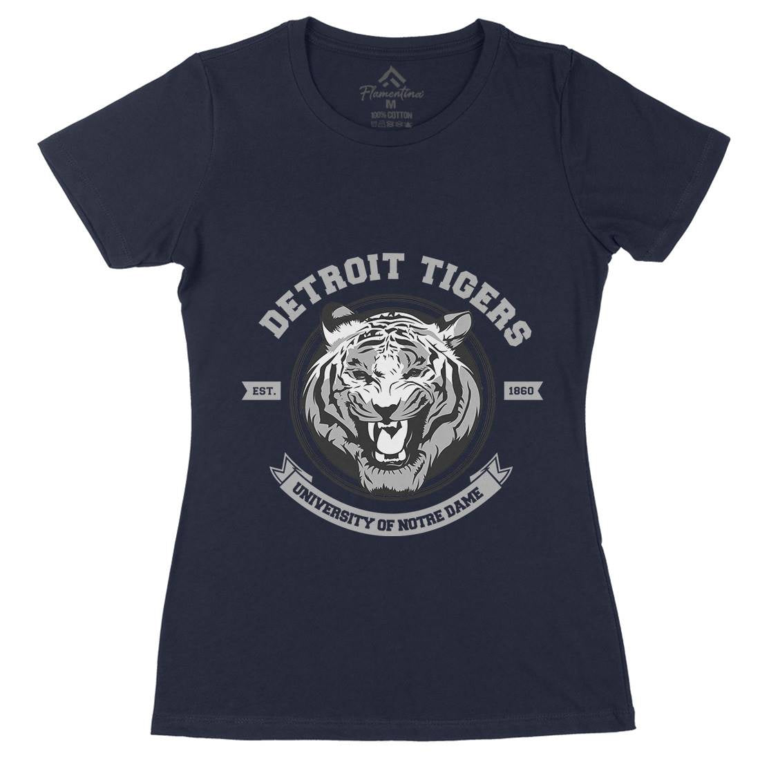 Tiger Detroit Womens Organic Crew Neck T-Shirt Animals B766