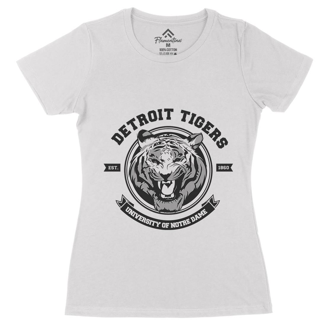 Tiger Detroit Womens Organic Crew Neck T-Shirt Animals B766