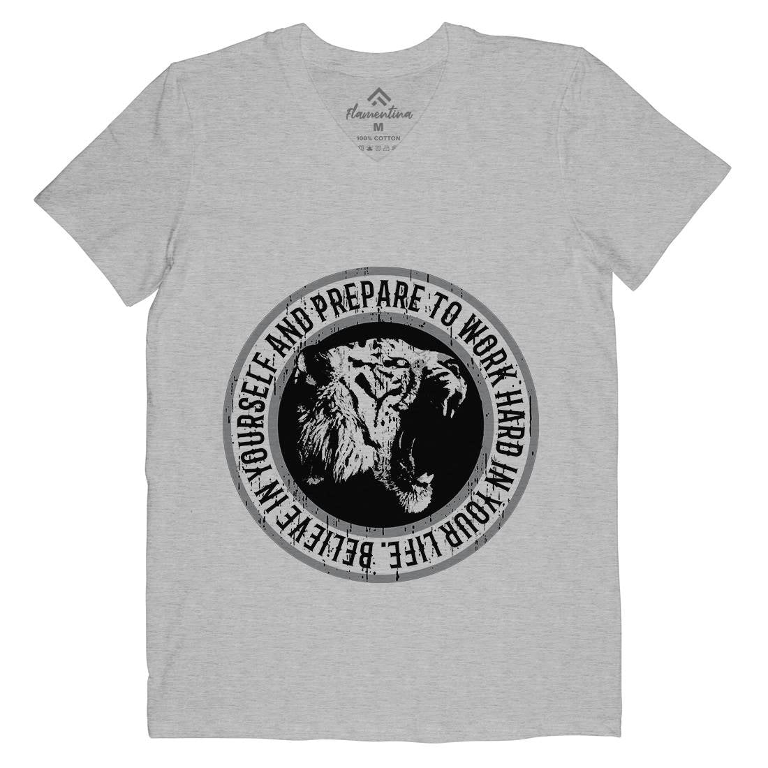 Tiger Hard Mens Organic V-Neck T-Shirt Animals B767