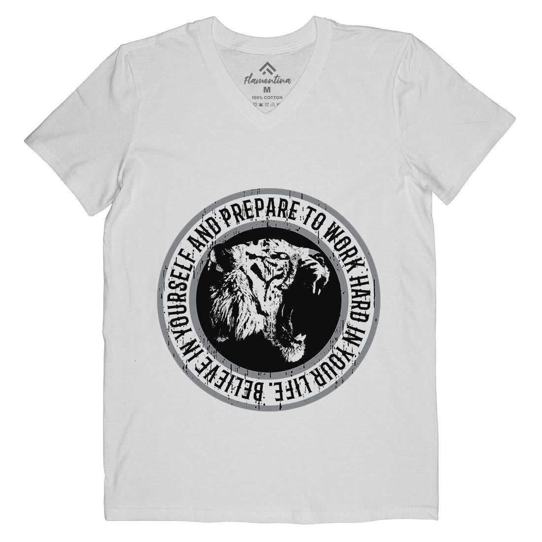 Tiger Hard Mens V-Neck T-Shirt Animals B767