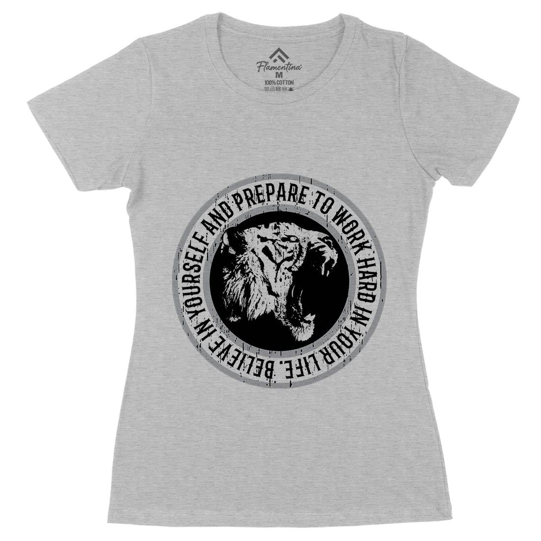 Tiger Hard Womens Organic Crew Neck T-Shirt Animals B767