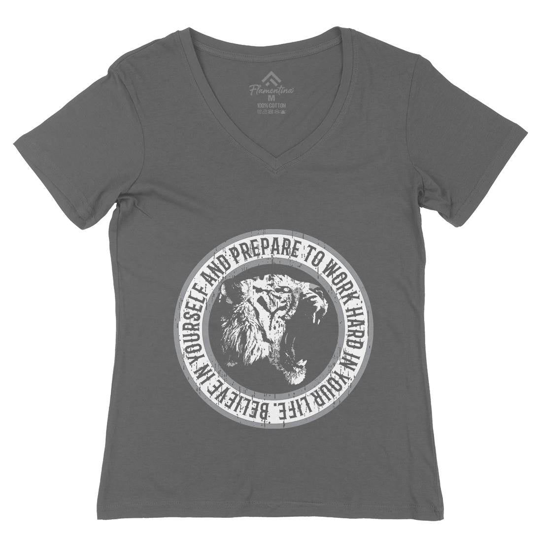 Tiger Hard Womens Organic V-Neck T-Shirt Animals B767