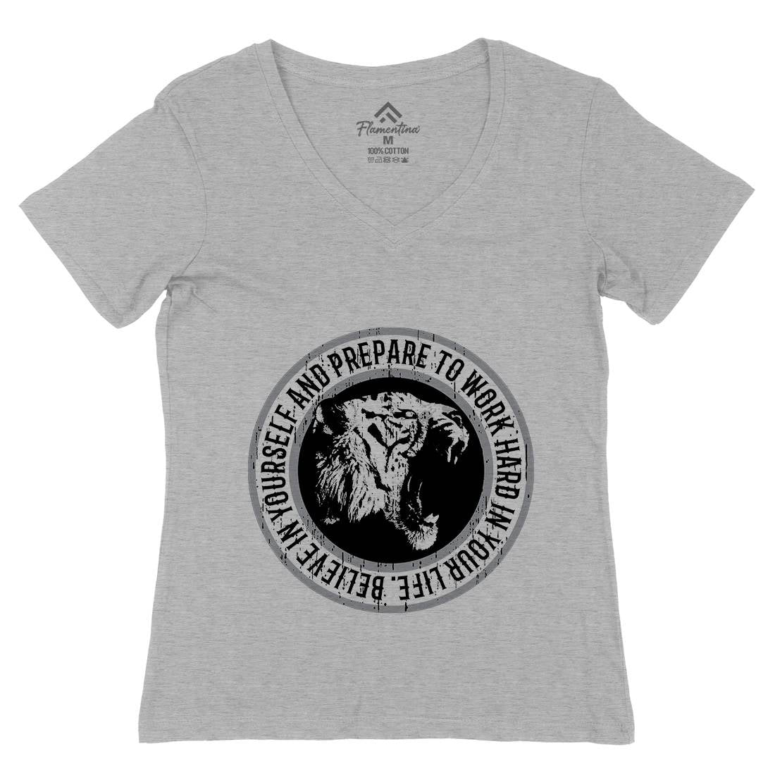Tiger Hard Womens Organic V-Neck T-Shirt Animals B767