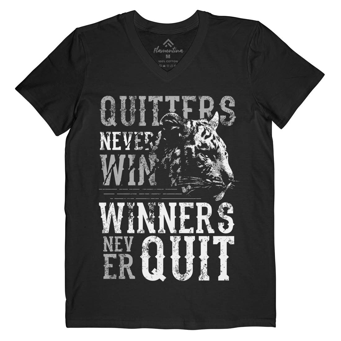 Tiger Quitter Mens Organic V-Neck T-Shirt Animals B768