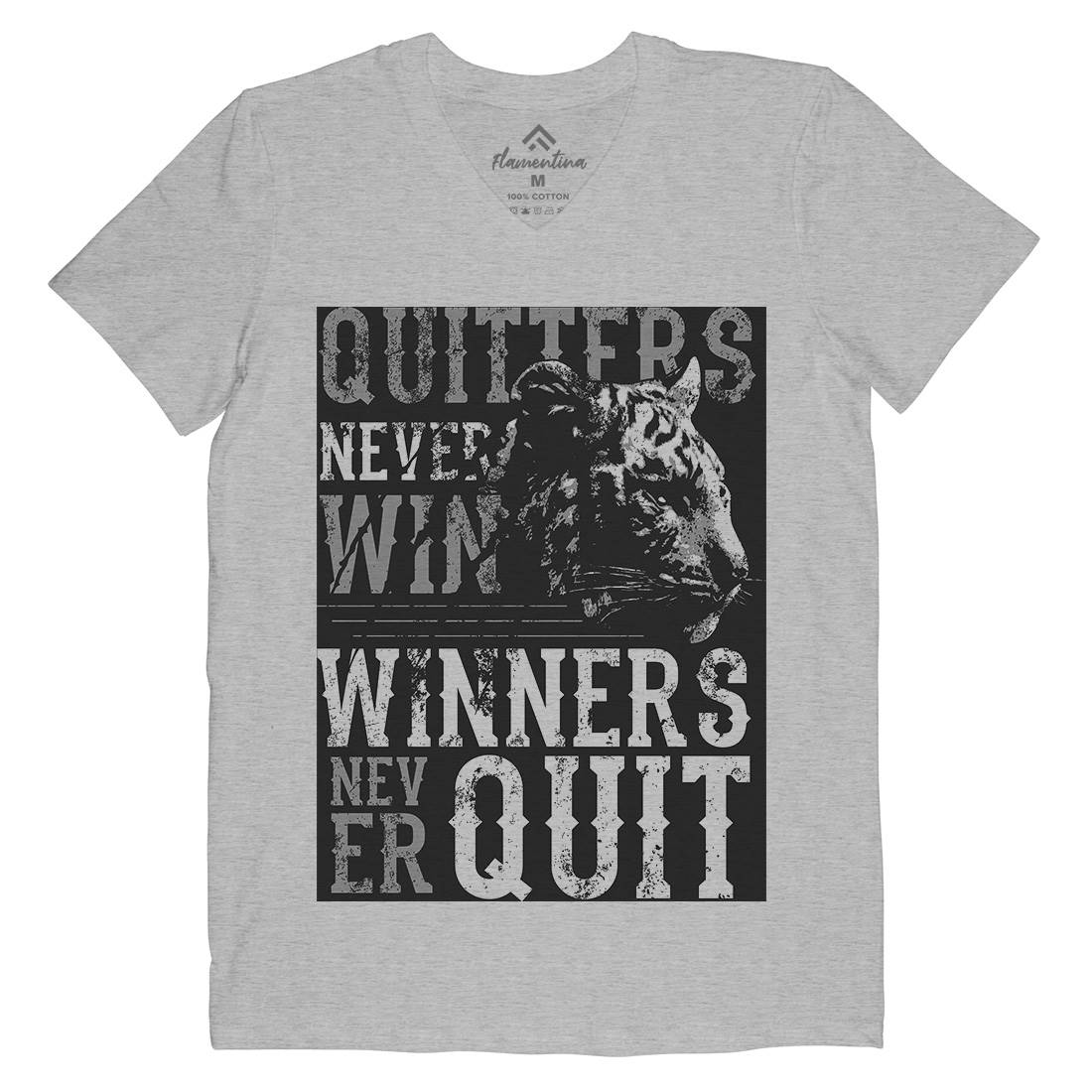 Tiger Quitter Mens Organic V-Neck T-Shirt Animals B768