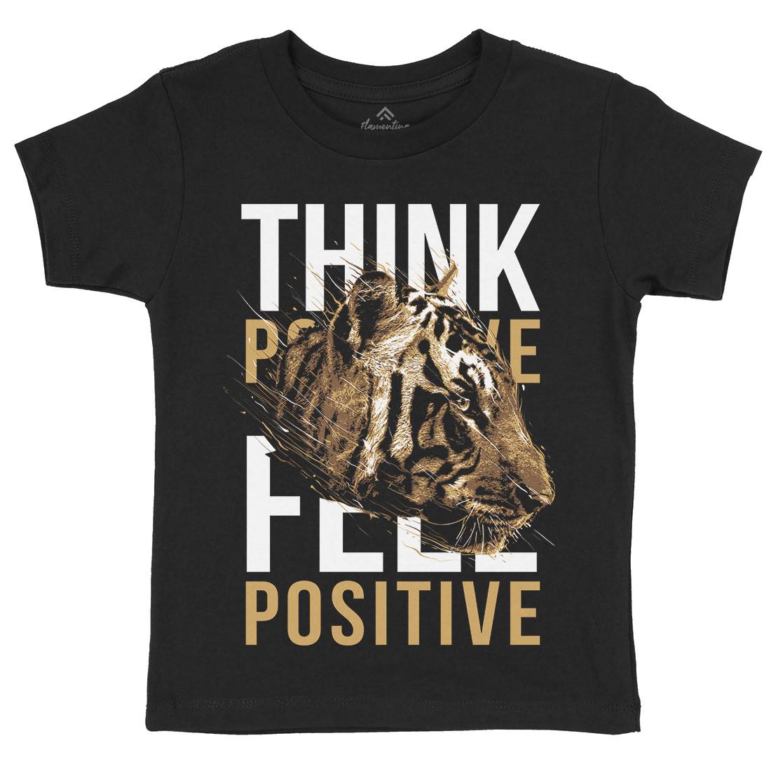 Tiger Think Positive Kids Organic Crew Neck T-Shirt Animals B769