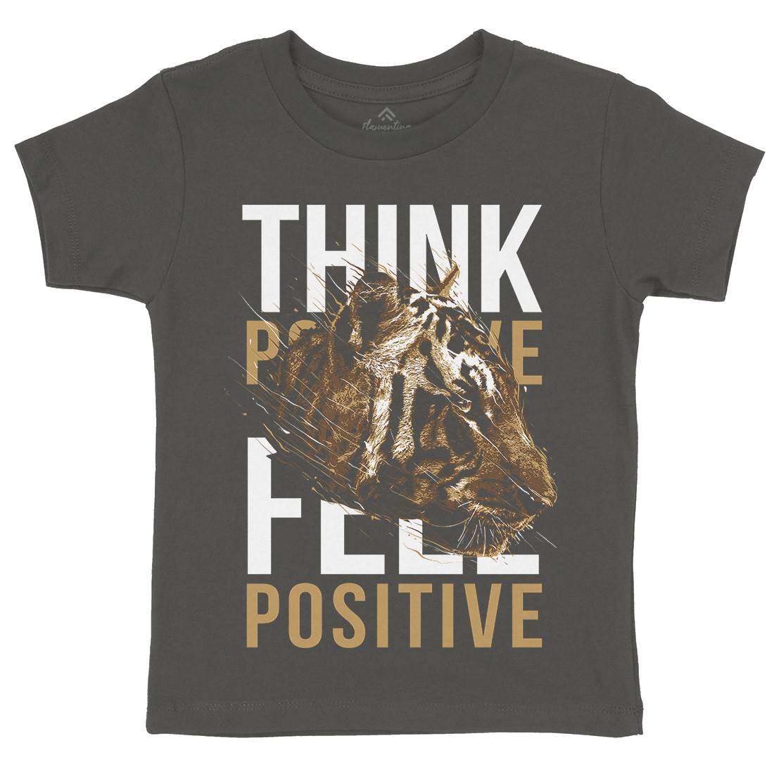 Tiger Think Positive Kids Crew Neck T-Shirt Animals B769
