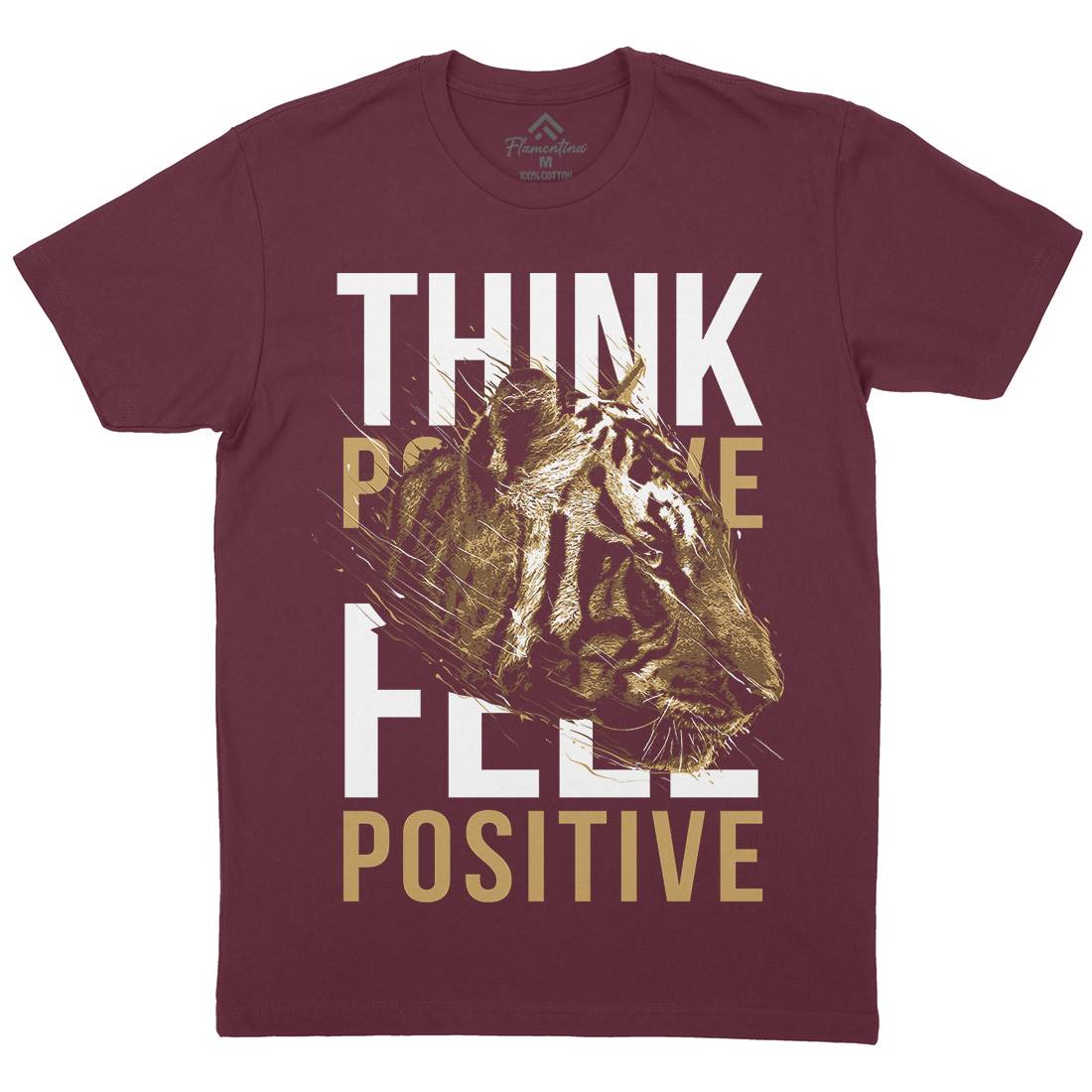 Tiger Think Positive Mens Crew Neck T-Shirt Animals B769