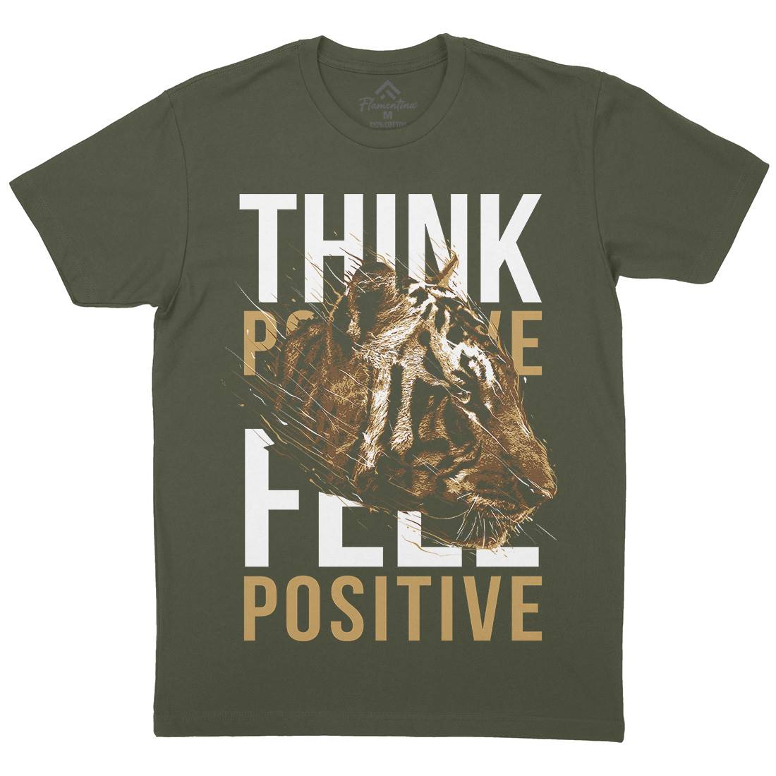 Tiger Think Positive Mens Crew Neck T-Shirt Animals B769