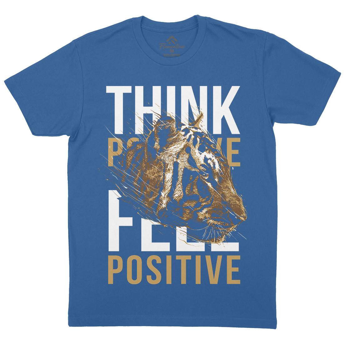 Tiger Think Positive Mens Organic Crew Neck T-Shirt Animals B769