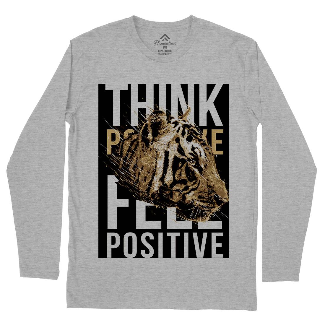 Tiger Think Positive Mens Long Sleeve T-Shirt Animals B769