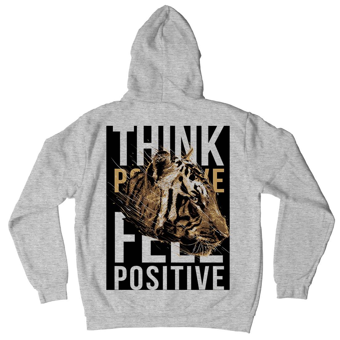 Tiger Think Positive Mens Hoodie With Pocket Animals B769