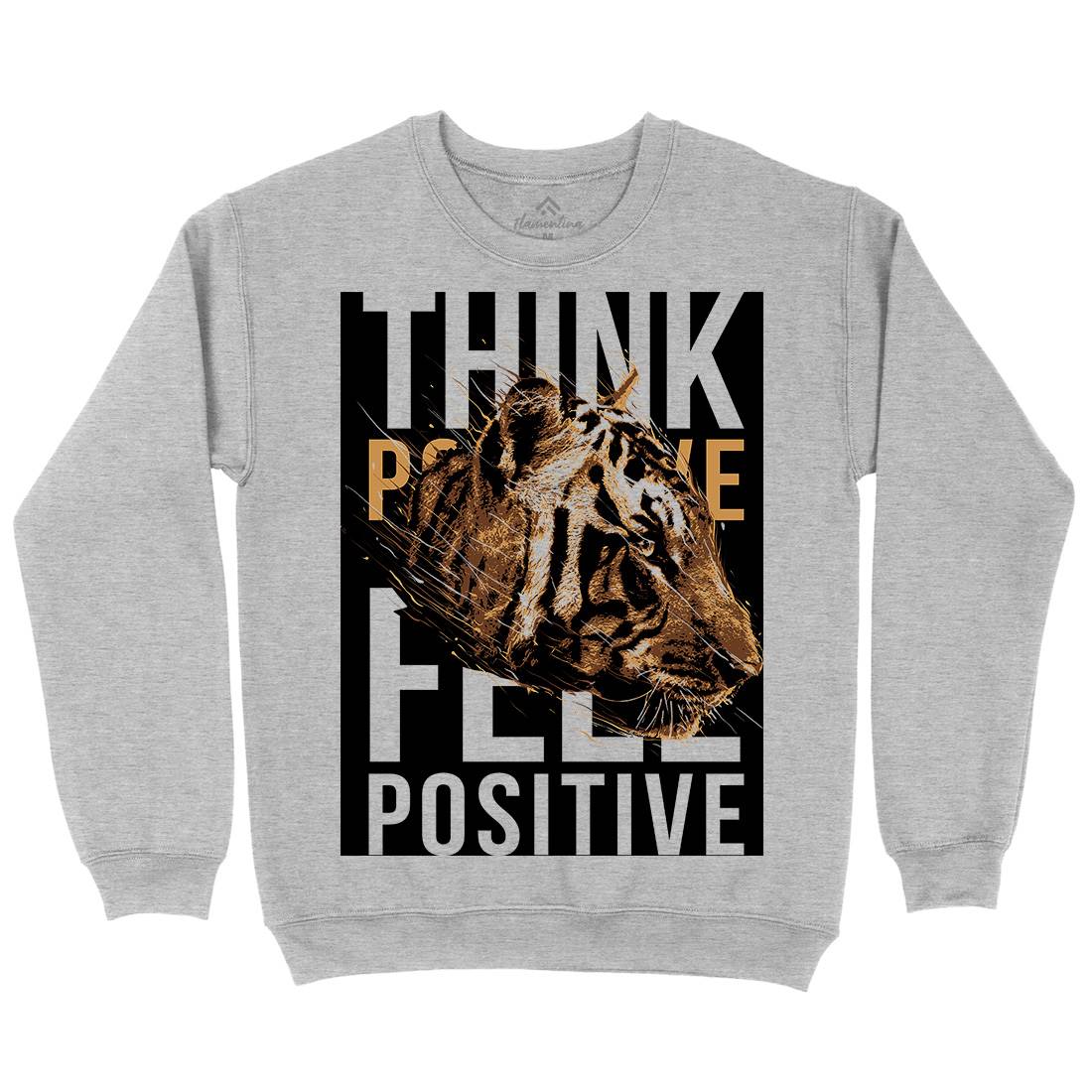 Tiger Think Positive Mens Crew Neck Sweatshirt Animals B769