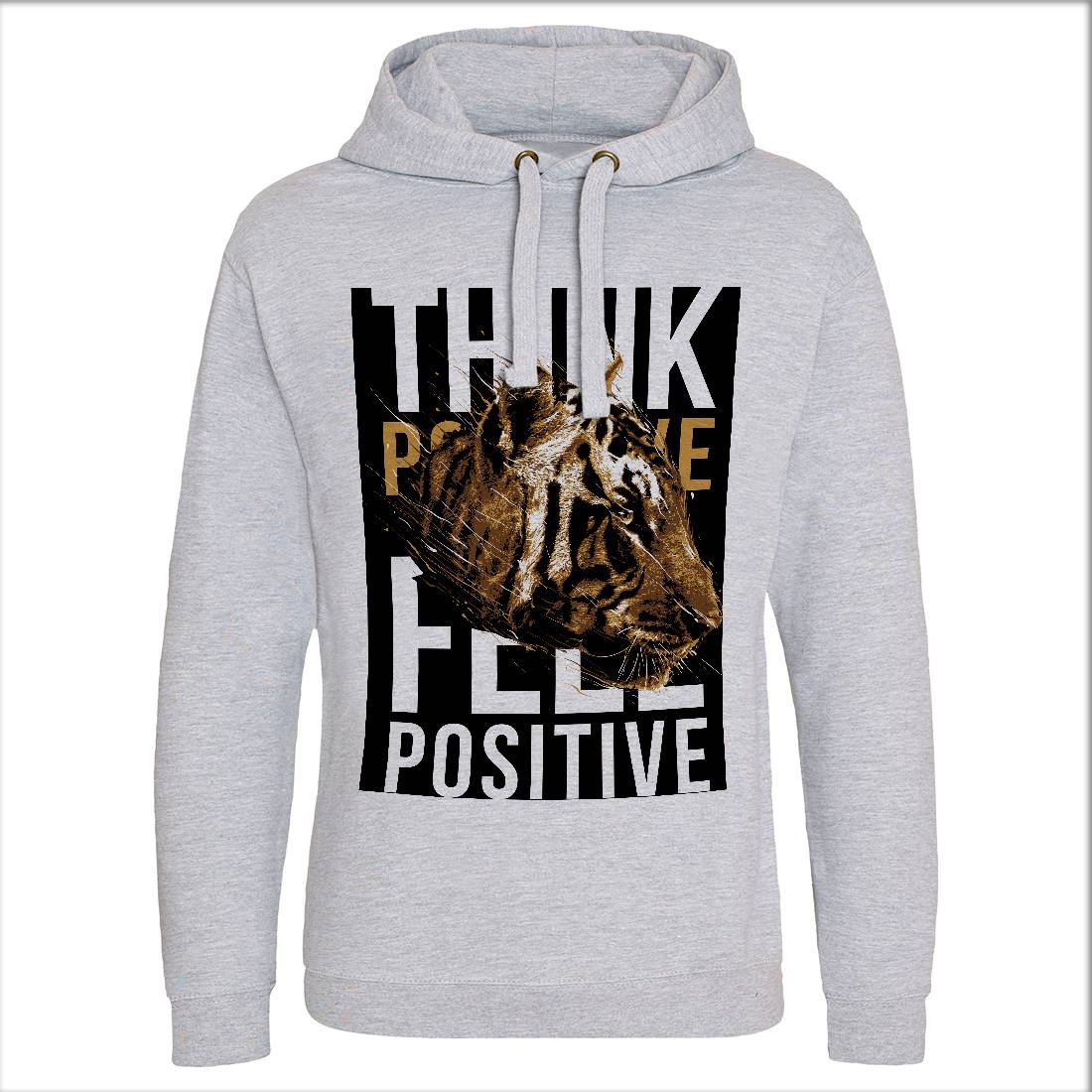 Tiger Think Positive Mens Hoodie Without Pocket Animals B769