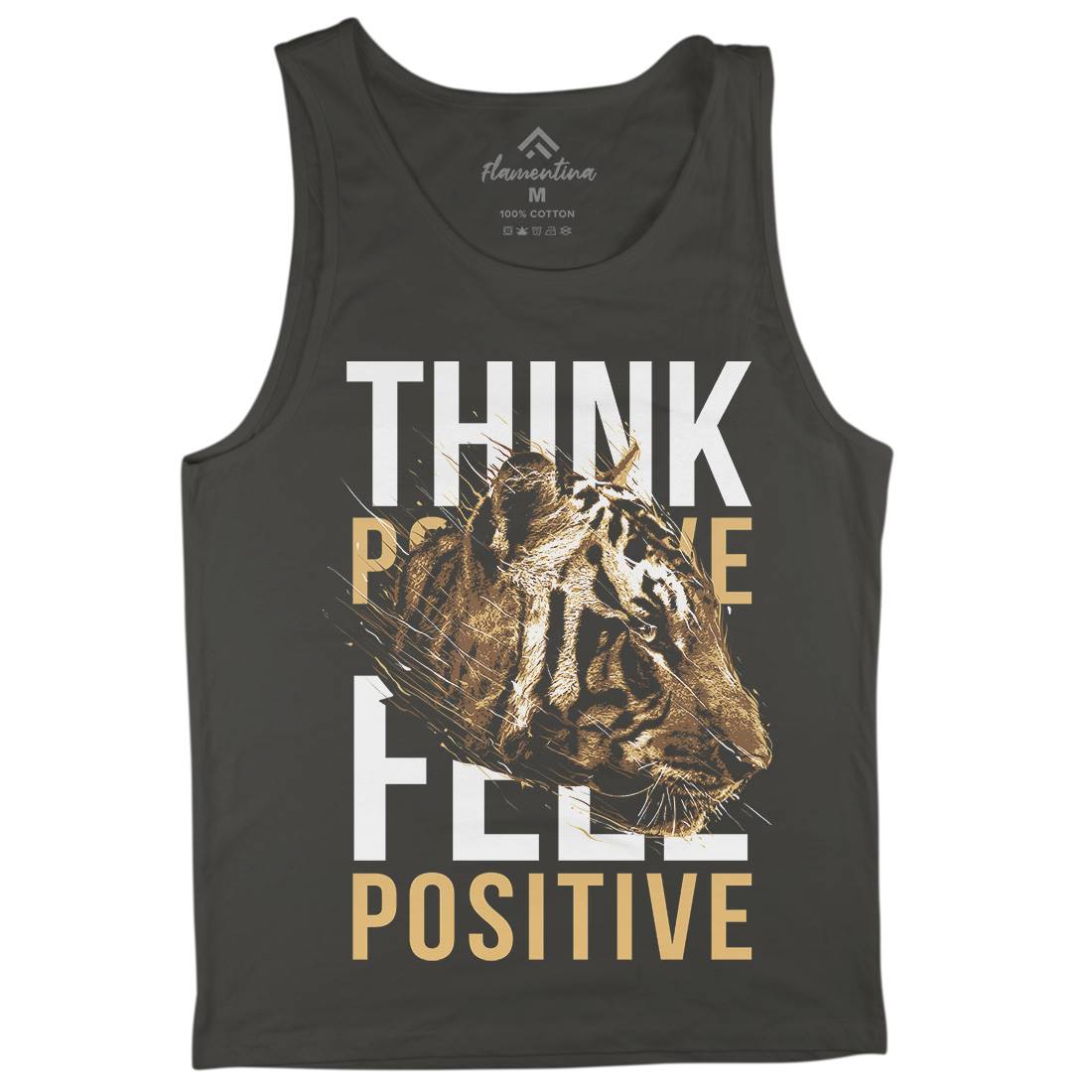 Tiger Think Positive Mens Tank Top Vest Animals B769