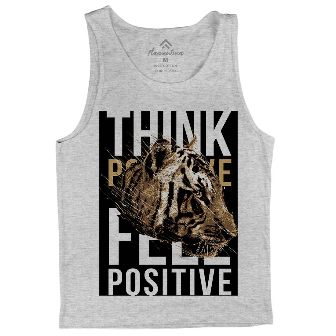 Tiger Think Positive Mens Tank Top Vest Animals B769